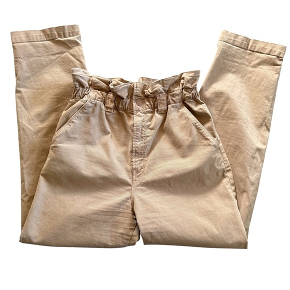 Mother The Yoyo Ruffle Greaser Ankle Pant Tan Paper Bag Waist Size 26 - Picture 2 of 16